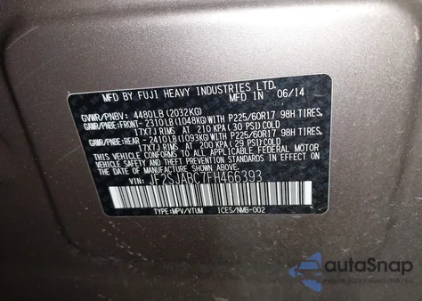 2015 Subaru Forester 2.5I из США, поврежденный, VIN JF2SJABC7FH466393